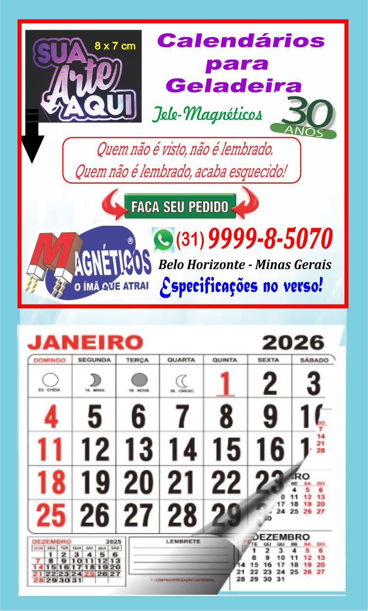 Calendário 15x9
